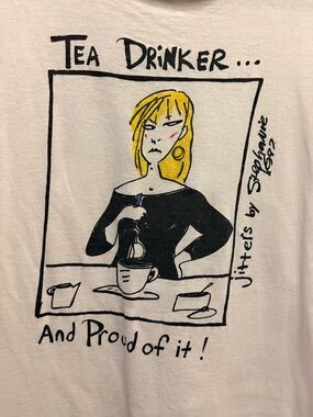 Vintage Fruit of the Loom “Tea Drinker” Graphic T-Shirt Small 90s Funny Tee